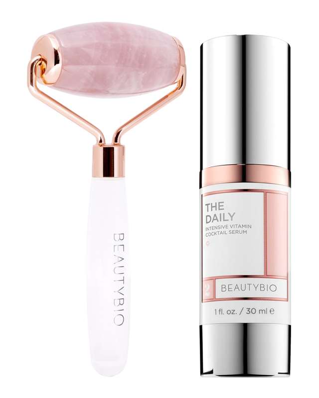 Love Story Set: Daily Vitamin C Serum + Brazilian Rose Quartz Crystal Roller Set ($130 Value)